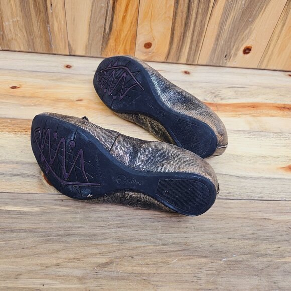 Earthies Rubio Pewter Leather Hidden Wedge Ballet Flats - Picture 5 of 6